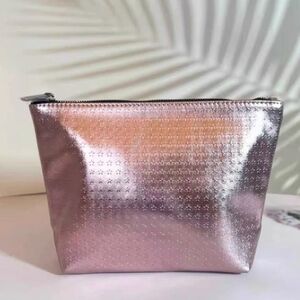 YSL Beauty Metallic Pink Star Print Women's Cosmetics Bag